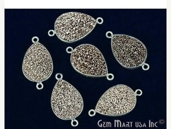 Rings GemMartUSA Titanium Druzy 13x18mm Pears Silver Double Bail Bezel Gemstone Connector Rings GemMartUSA Titanium Druzy 13x18mm Pears Silver Double Bail Bezel Gemstone Connector