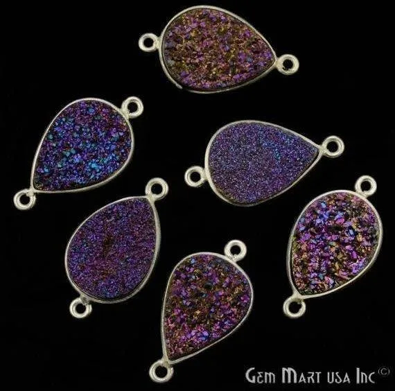 Rings GemMartUSA Titanium Druzy 13x18mm Pears Silver Double Bail Bezel Gemstone Connector Rings GemMartUSA Titanium Druzy 13x18mm Pears Silver Double Bail Bezel Gemstone Connector
