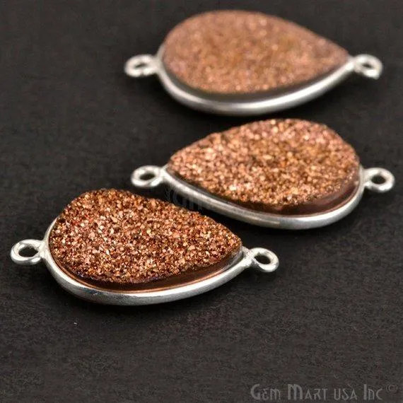Rings GemMartUSA Titanium Druzy 13x18mm Pears Silver Double Bail Bezel Gemstone Connector Rings GemMartUSA Titanium Druzy 13x18mm Pears Silver Double Bail Bezel Gemstone Connector