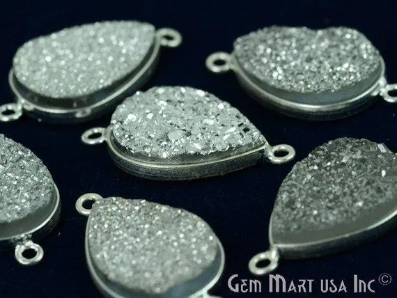 Rings GemMartUSA Titanium Druzy 13x18mm Pears Silver Double Bail Bezel Gemstone Connector Rings GemMartUSA Titanium Druzy 13x18mm Pears Silver Double Bail Bezel Gemstone Connector