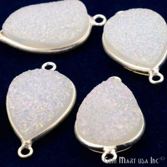 Rings GemMartUSA Titanium Druzy 13x18mm Pears Silver Double Bail Bezel Gemstone Connector Rings GemMartUSA Titanium Druzy 13x18mm Pears Silver Double Bail Bezel Gemstone Connector