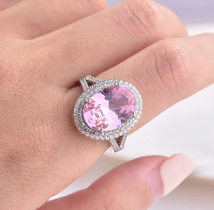 Rings Minx London Womens Round Ring Pink Ring Oval Ring Engagement Ring Gemstone Ring Pink Diamond Ring Round Diamond Ring Halo Ring Big Ring