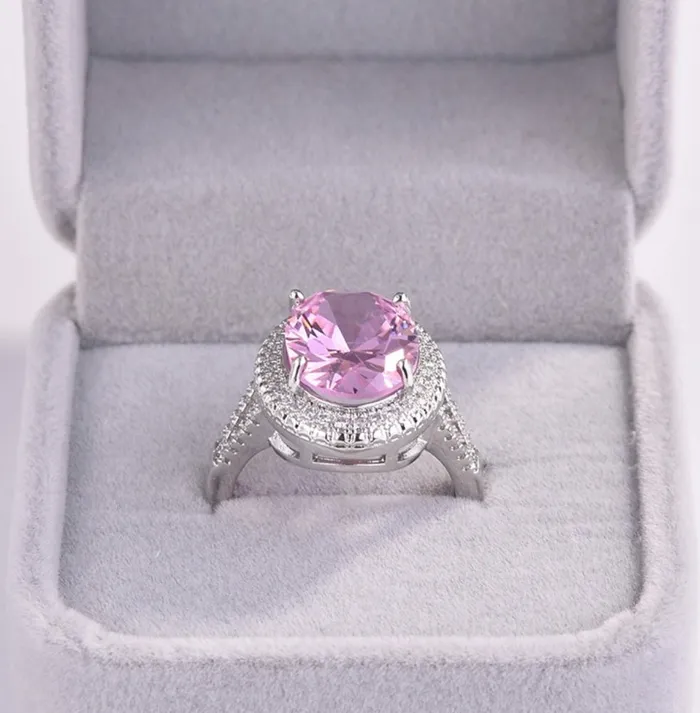 Rings Minx London Womens Round Ring Pink Ring Oval Ring Engagement Ring Gemstone Ring Pink Diamond Ring Round Diamond Ring Halo Ring Big Ring