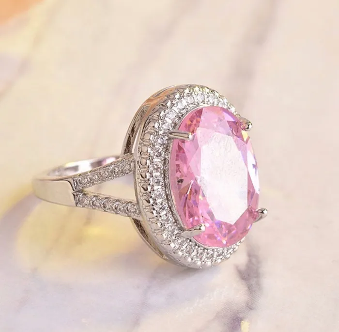 Rings Minx London Womens Round Ring Pink Ring Oval Ring Engagement Ring Gemstone Ring Pink Diamond Ring Round Diamond Ring Halo Ring Big Ring