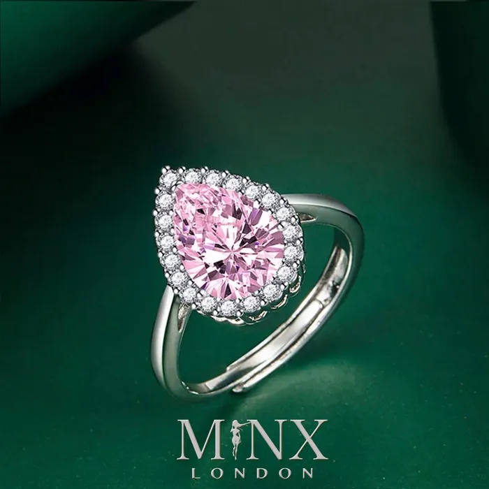 Rings Pink Diamond Ring Teardrop Ring Pear Shape Ring Teardrop Engagement Ring Tear Drop Ring Engagement Ring Diamond Wedding Rings Minx London