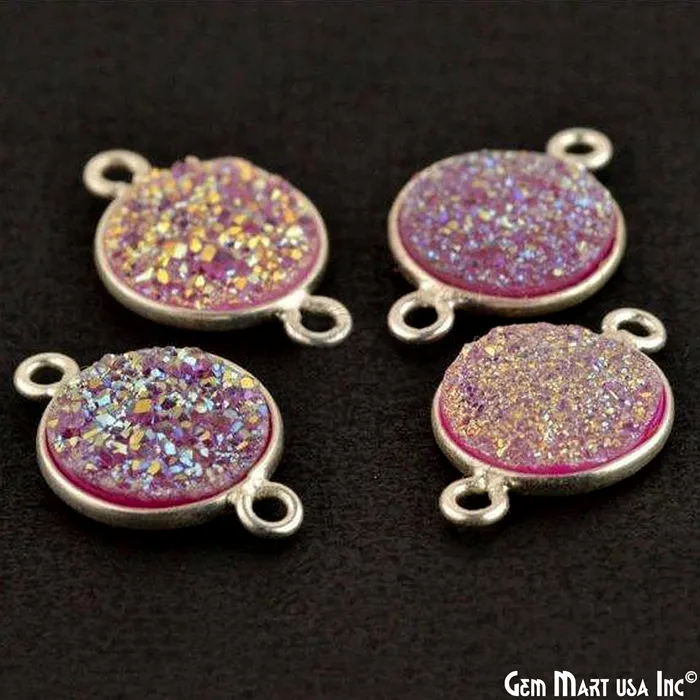 Rings Titanium Druzy 10mm Round Double Bail Silver Bezel Connector GemMartUSA
