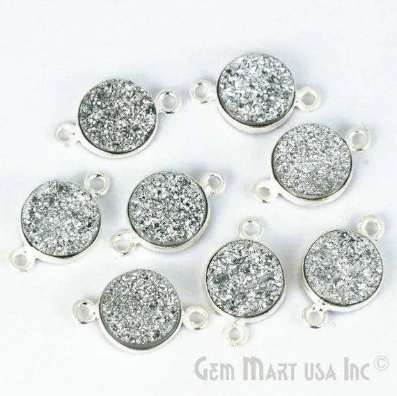 Rings Titanium Druzy 10mm Round Double Bail Silver Bezel Connector GemMartUSA