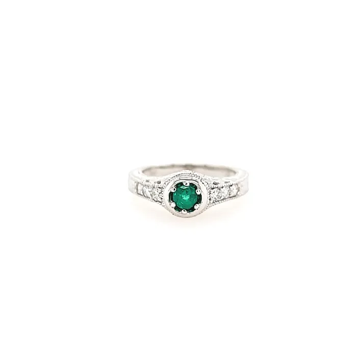 Rings White Gold Emerald Filigree Ring I2910 Grandeur Creations