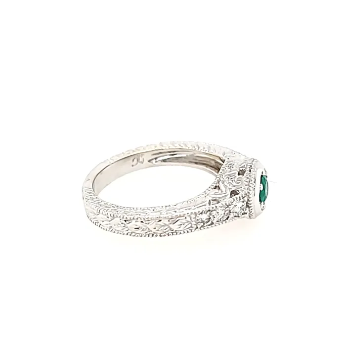 Rings White Gold Emerald Filigree Ring I2910 Grandeur Creations