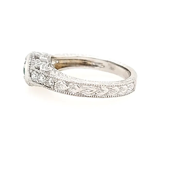 Rings White Gold Emerald Filigree Ring I2910 Grandeur Creations
