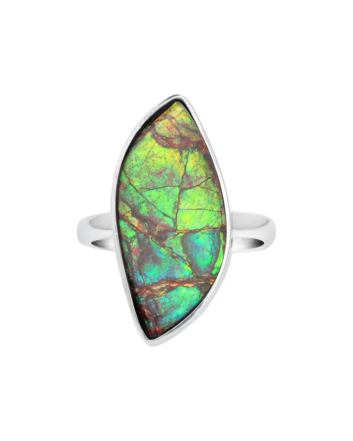 Rings YoTreasure 1215 Ct Ammolite Solid 925 Sterling Silver Ring Jewelry