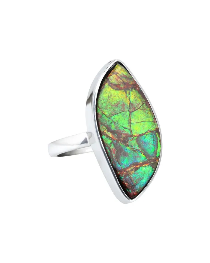 Rings YoTreasure 1215 Ct Ammolite Solid 925 Sterling Silver Ring Jewelry