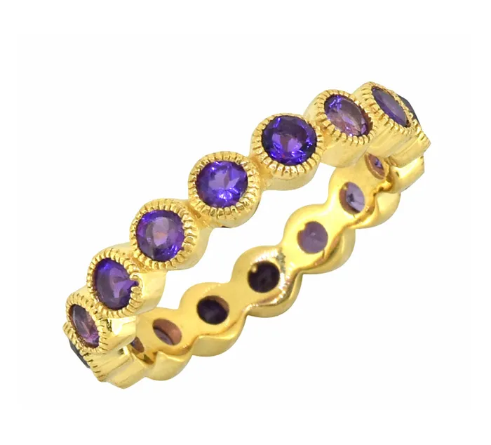 Rings YoTreasure Amethyst 14k Gold Over Silver Eternity Band Ring