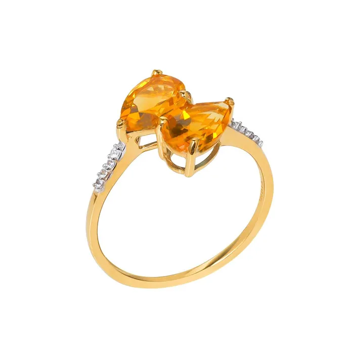 Rings YoTreasure Natural Healing Crystal Citrine 10kt Yellow Gold Engagement Ring Jewelry