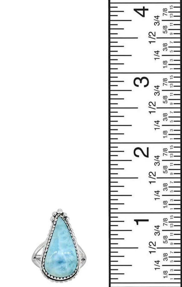 Rings YoTreasure Natural Larimar Ring Solid 925 Sterling Silver Jewelry