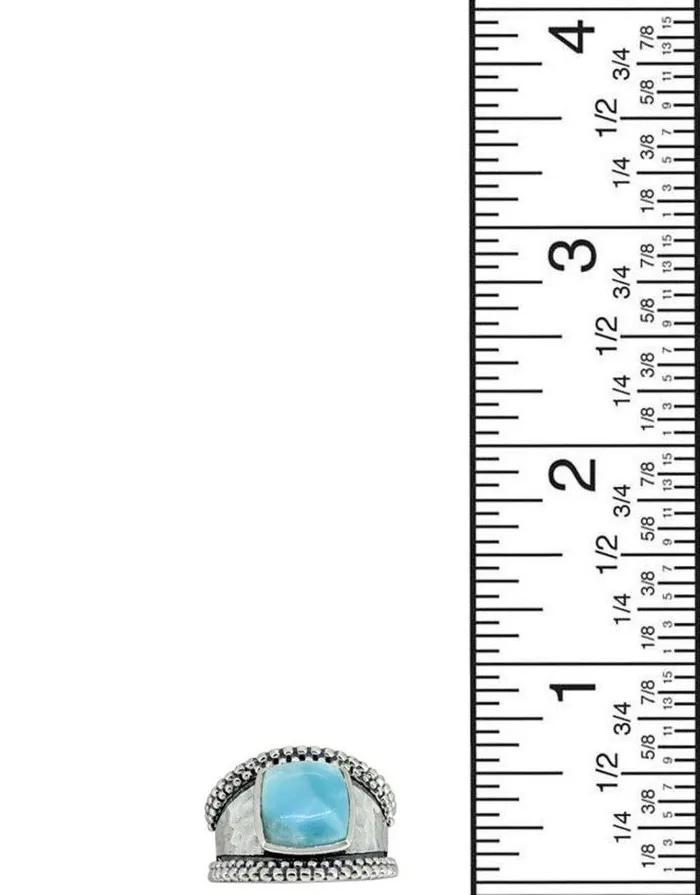 Rings YoTreasure Natural Larimar Solid 925 Sterling Silver Ring Jewelry