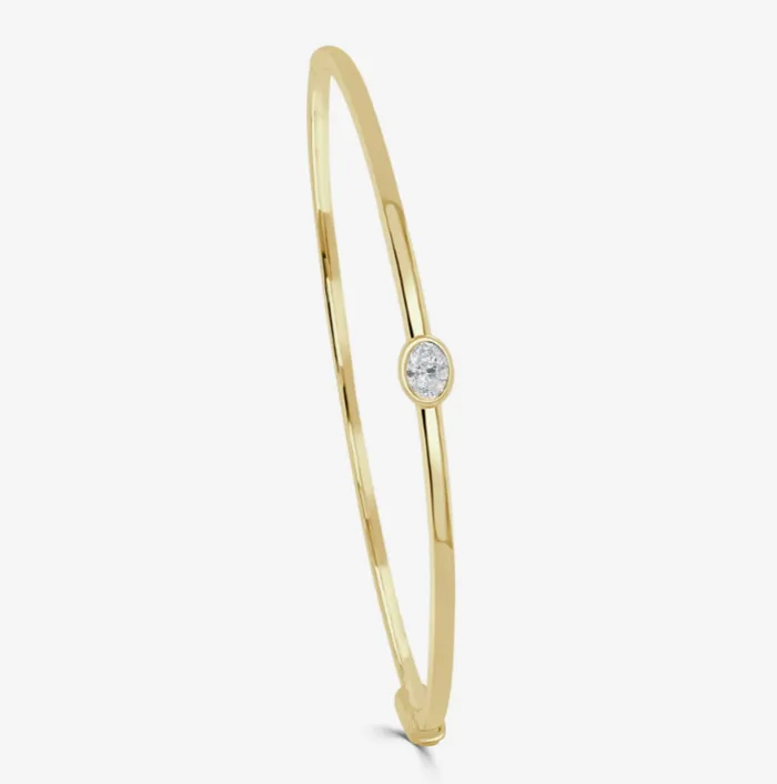 Sabrina Designs Co Bracelets 14k Gold Single Bezel Set Oval Cut Diamond Bangle Bracelet Sabrina Designs Co Bracelets 14k Gold Single Bezel Set Oval Cut Diamond Bangle Bracelet