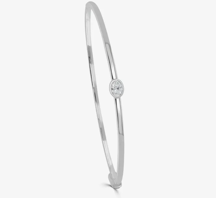 Sabrina Designs Co Bracelets 14k Gold Single Bezel Set Oval Cut Diamond Bangle Bracelet
