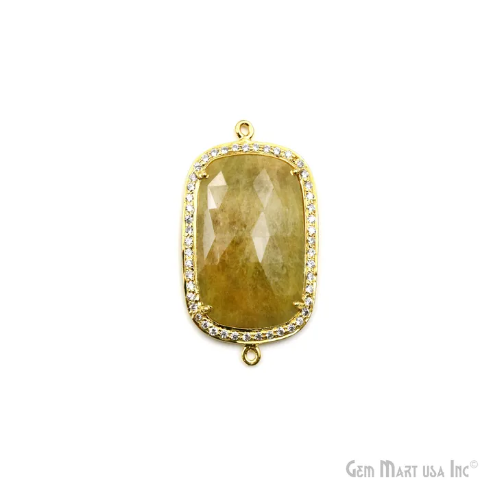 Sapphire Pave Cubic Zirconia 41x23mm Double Bail Gold Vermeil Gemstone Connector GemmartUSA PreStyled Sets Sapphire Pave Cubic Zirconia 41x23mm Double Bail Gold Vermeil Gemstone Connector GemmartUSA PreStyled Sets