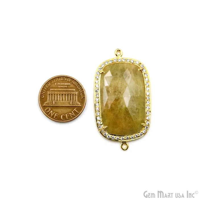 Sapphire Pave Cubic Zirconia 41x23mm Double Bail Gold Vermeil Gemstone Connector GemmartUSA PreStyled Sets Sapphire Pave Cubic Zirconia 41x23mm Double Bail Gold Vermeil Gemstone Connector GemmartUSA PreStyled Sets