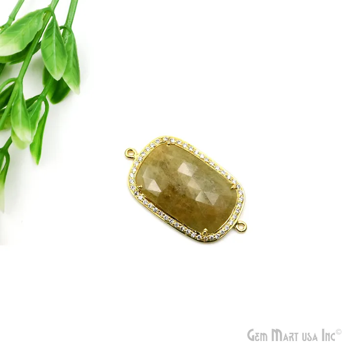 Sapphire Pave Cubic Zirconia 41x23mm Double Bail Gold Vermeil Gemstone Connector GemmartUSA PreStyled Sets Sapphire Pave Cubic Zirconia 41x23mm Double Bail Gold Vermeil Gemstone Connector GemmartUSA PreStyled Sets