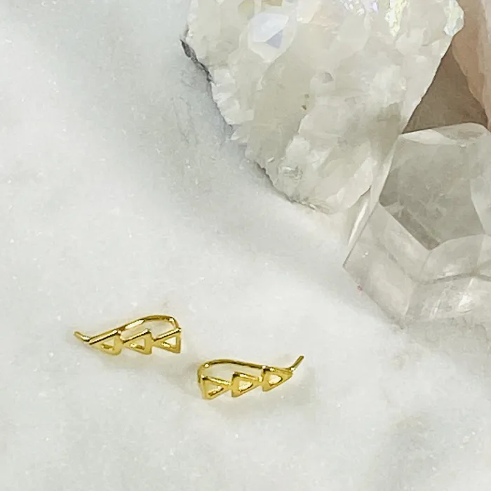 Sarah Belle Earrings Gold Triangle Ear Climber Earrings