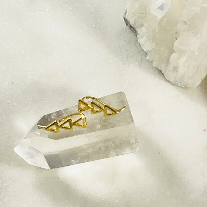 Sarah Belle Earrings Gold Triangle Ear Climber Earrings