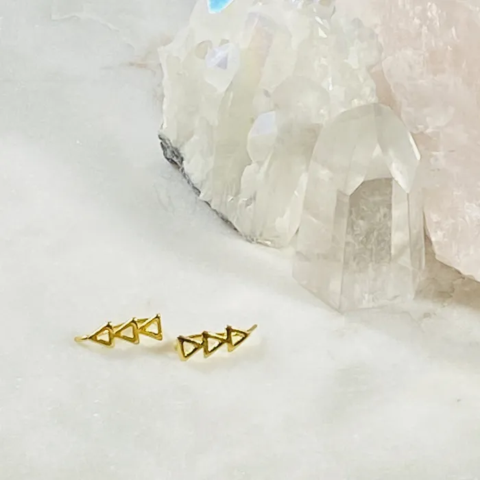 Sarah Belle Earrings Gold Triangle Ear Climber Earrings
