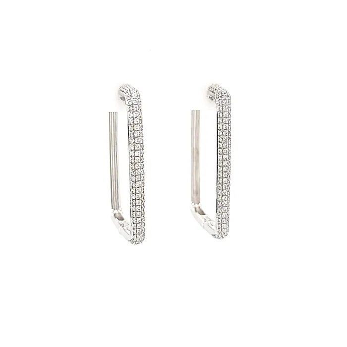 Sophia By Design Earrings 14k White Gold Pave Diamond Rectangle Hoop Earrings I7549 Sophia By Design Earrings 14k White Gold Pave Diamond Rectangle Hoop Earrings I7549