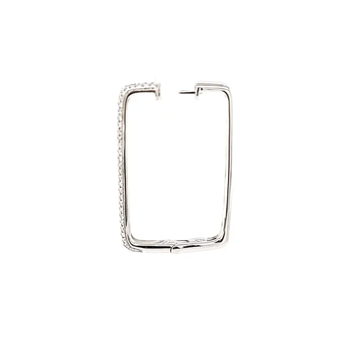 Sophia By Design Earrings 14k White Gold Pave Diamond Rectangle Hoop Earrings I7549