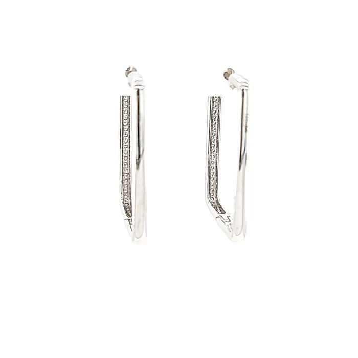 Sophia By Design Earrings 14k White Gold Pave Diamond Rectangle Hoop Earrings I7549
