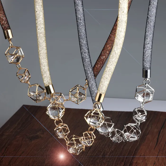 Sweet T 52 Necklaces Crystal Mesh Pendant Necklace ChokerBib Style Necklace For Women and Girls