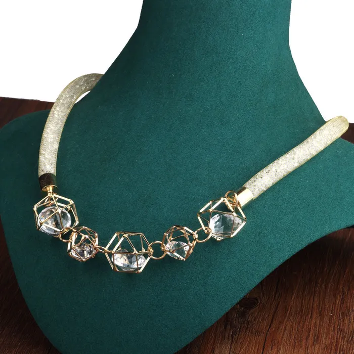 Sweet T 52 Necklaces Crystal Mesh Pendant Necklace ChokerBib Style Necklace For Women and Girls