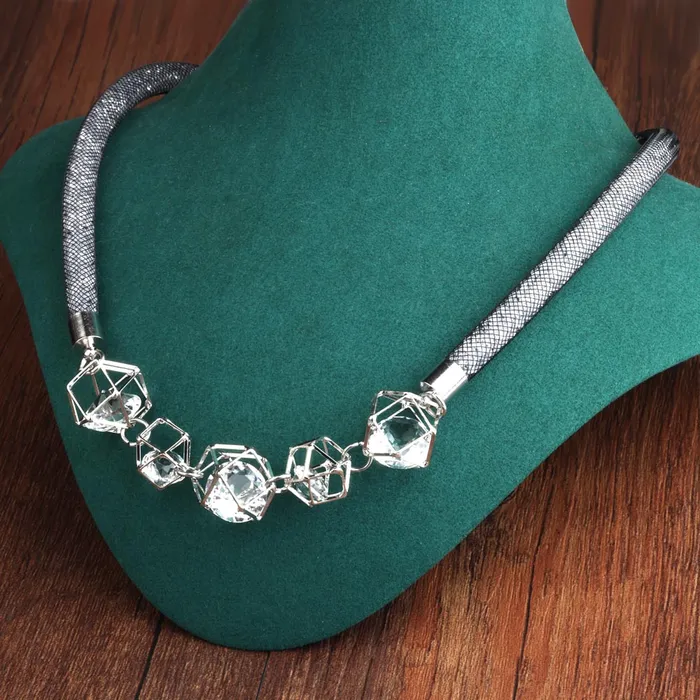 Sweet T 52 Necklaces Crystal Mesh Pendant Necklace ChokerBib Style Necklace For Women and Girls