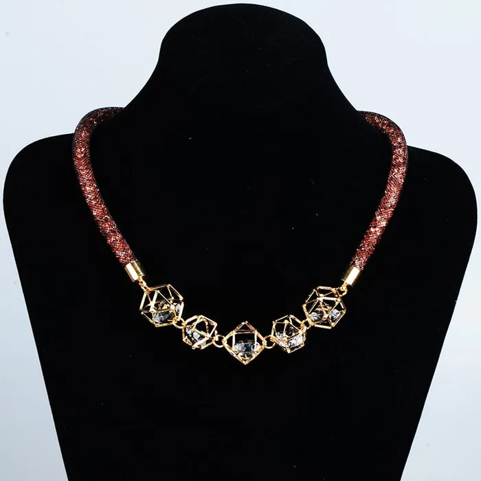 Sweet T 52 Necklaces Crystal Mesh Pendant Necklace ChokerBib Style Necklace For Women and Girls