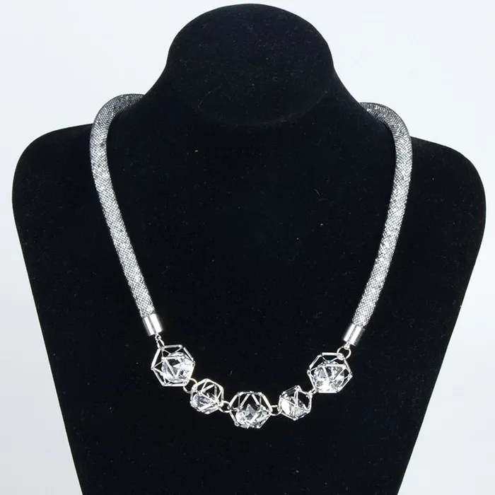 Sweet T 52 Necklaces Crystal Mesh Pendant Necklace ChokerBib Style Necklace For Women and Girls