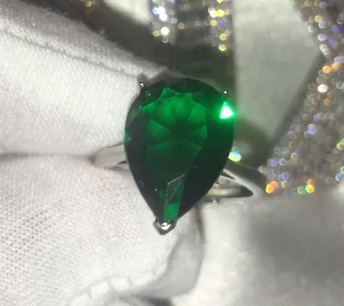 Teardrop Engagement Ring Teardrop Ring Green Diamond Ring Womens Green Diamond Ring Emerald Engagement Ring Wedding Ring Minx London Rings