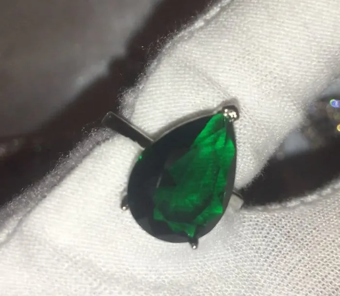 Teardrop Engagement Ring Teardrop Ring Green Diamond Ring Womens Green Diamond Ring Emerald Engagement Ring Wedding Ring Minx London Rings