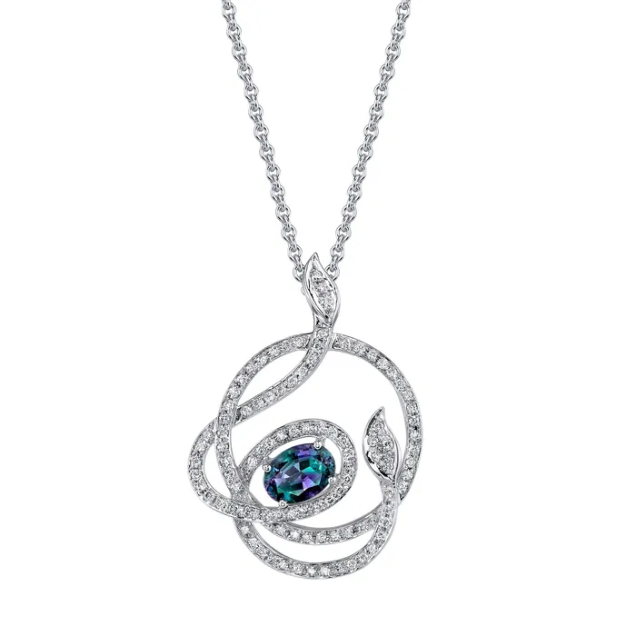 Winter Vines 14K White Gold Natural Alexandrite Pendant Safiya Jewels Necklaces Winter Vines 14K White Gold Natural Alexandrite Pendant Safiya Jewels Necklaces