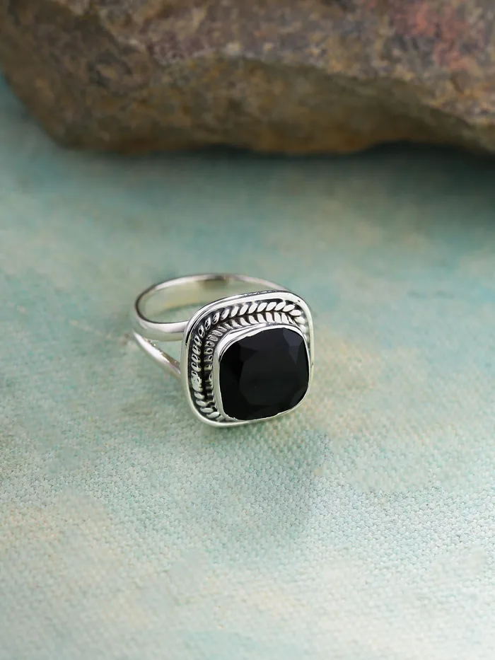 YoTreasure Black Onyx Solid 925 Sterling Silver Ring Rings