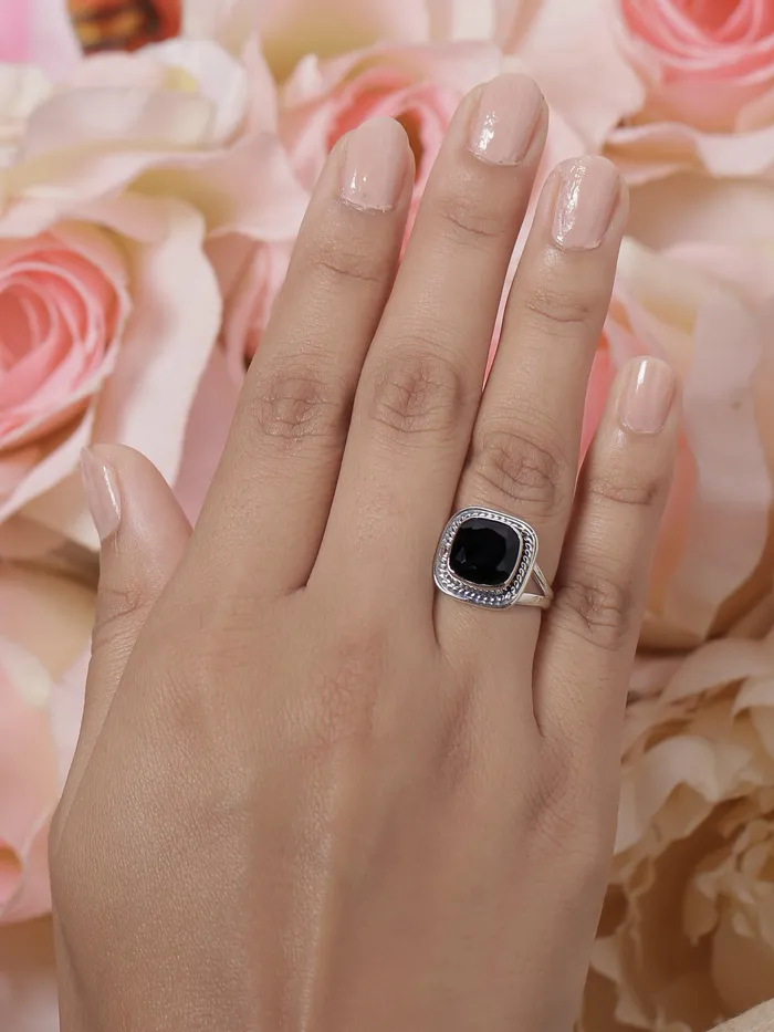 YoTreasure Black Onyx Solid 925 Sterling Silver Ring Rings