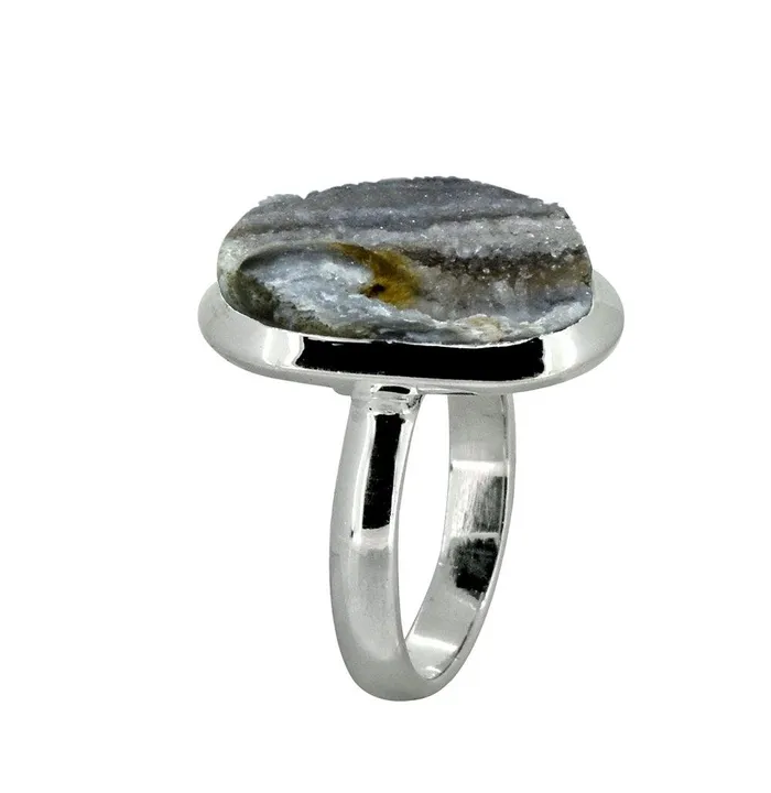YoTreasure Desert Druzy Quartz Gemstone Ring Rings