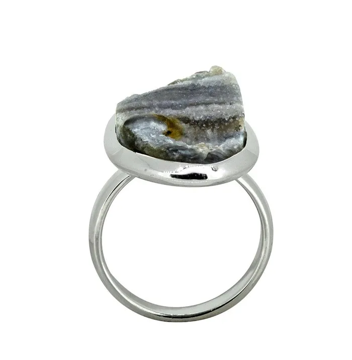 YoTreasure Desert Druzy Quartz Gemstone Ring Rings