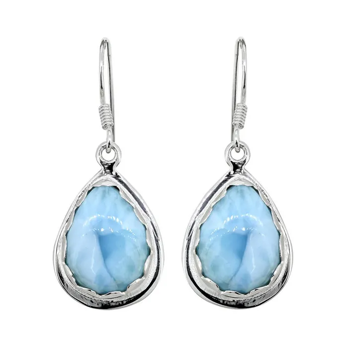 YoTreasure Earrings Natural Larimar Solid 925 Sterling Silver Dangle Earrings Jewelry YoTreasure Earrings Natural Larimar Solid 925 Sterling Silver Dangle Earrings Jewelry