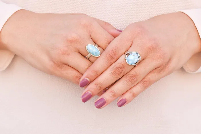 YoTreasure Larimar Swiss Blue Topaz 925 Sterling Silver Designer Ring Genuine Gemstone Jewelry Rings