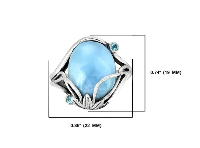 YoTreasure Larimar Swiss Blue Topaz 925 Sterling Silver Designer Ring Genuine Gemstone Jewelry Rings