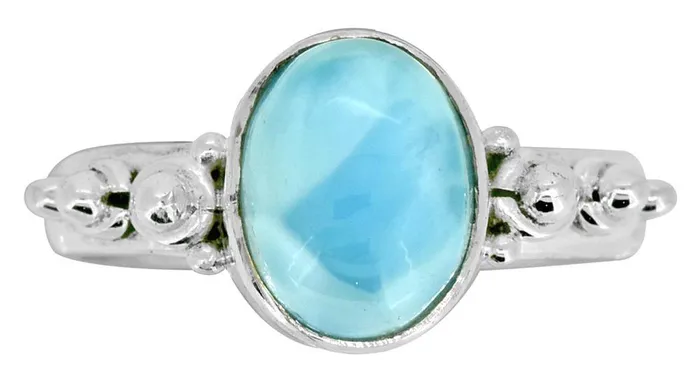 YoTreasure Natural Larimar Solid 925 Sterling Silver Ring Jewelry Rings