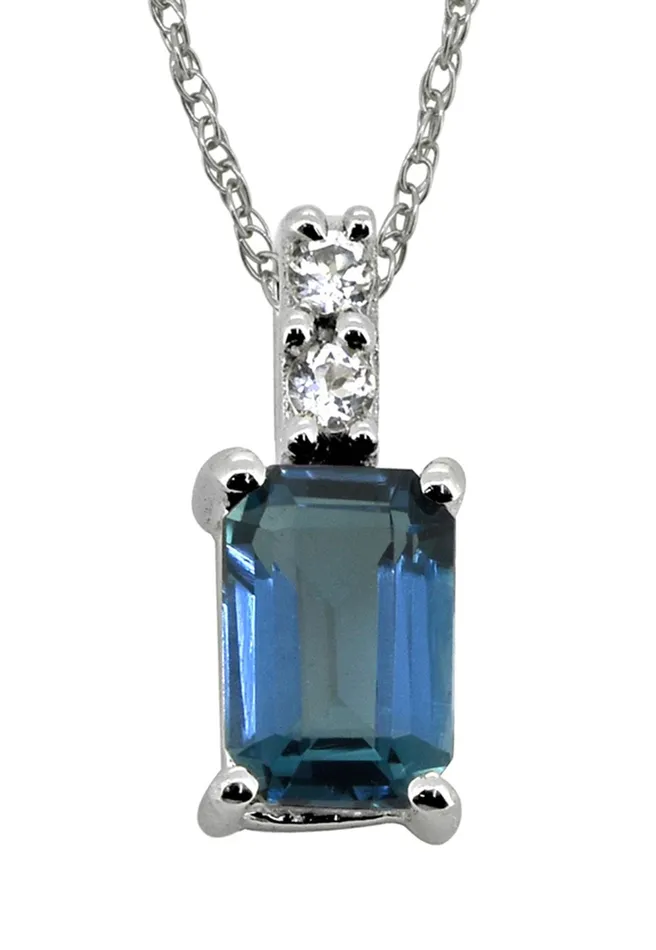 YoTreasure Necklaces 058 Ct London Blue Topaz White Zircon Solid 925 Sterling Silver Chain Pendant Jewelry