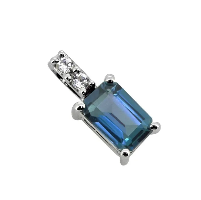 YoTreasure Necklaces 058 Ct London Blue Topaz White Zircon Solid 925 Sterling Silver Chain Pendant Jewelry