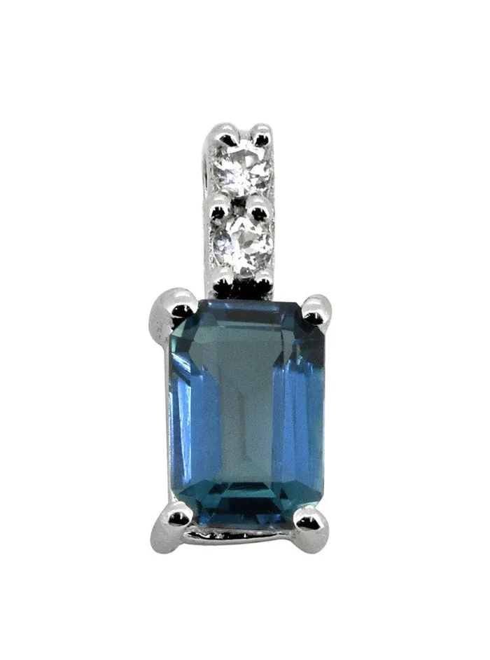 YoTreasure Necklaces 058 Ct London Blue Topaz White Zircon Solid 925 Sterling Silver Chain Pendant Jewelry